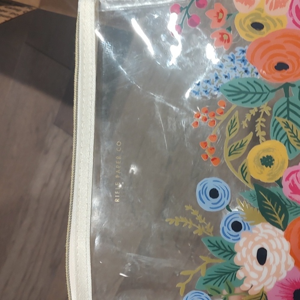 Rifle Paper Co. Floral Clear Zip Pouch Used Approximately 10"X7.5" - Picture 5 of 5